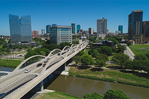 Fort Worth Texas skyline aerial.