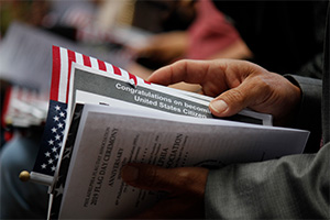 Close up detail of an immigrant