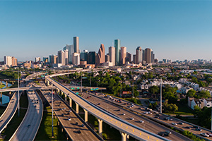 Aerial view of the city of Houston.